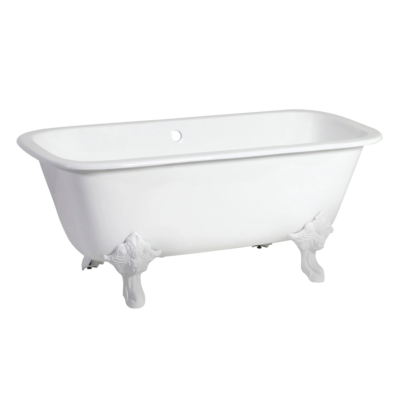 Kingston Heirloom VCTQND6732NLW - Aqua Eden 67-Inch Cast Iron Rectangular Double Ended Clawfoot Tub (No Faucet Drillings), White/White - Image 2