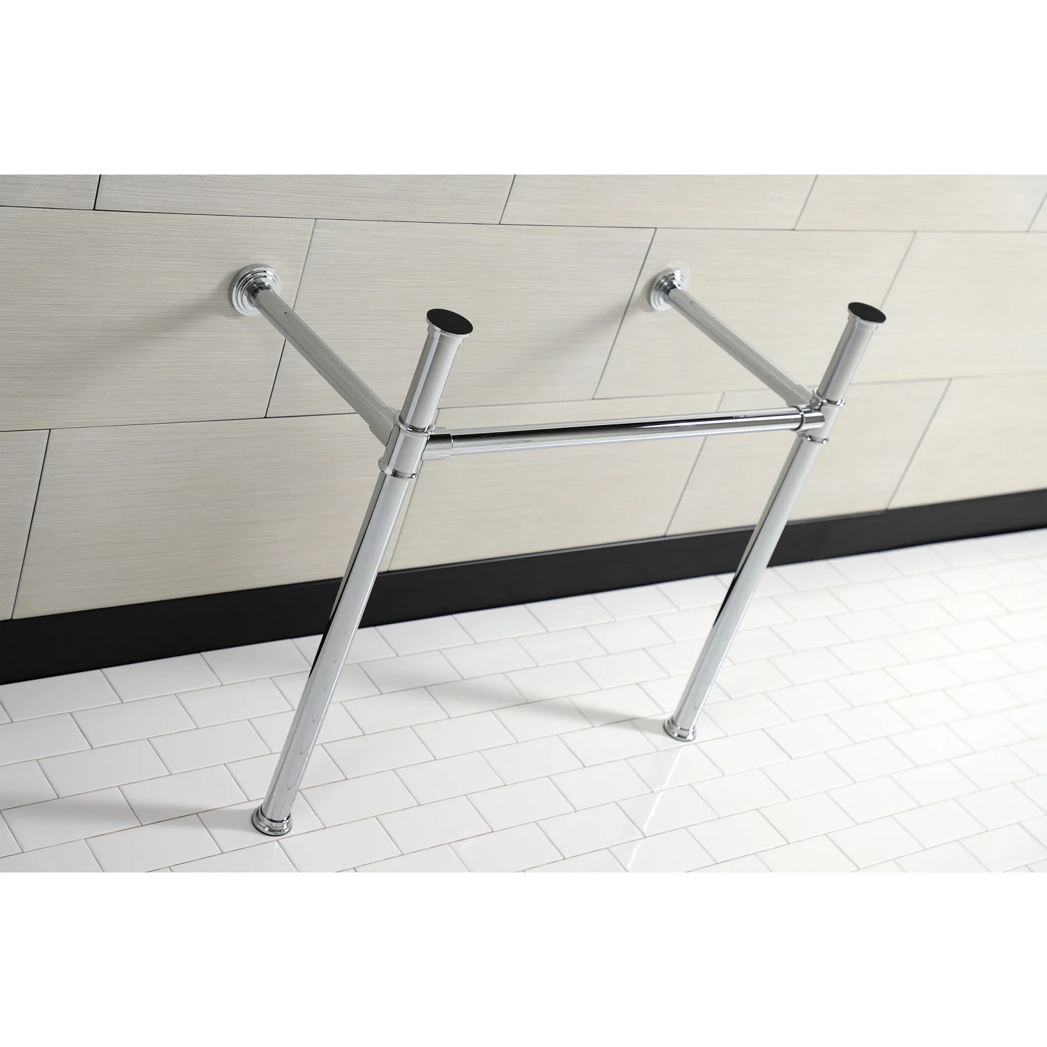 Kingston Tulare VPB13681 - Fauceture Stainless Steel Console Sink Legs, Polished Chrome - Image 2