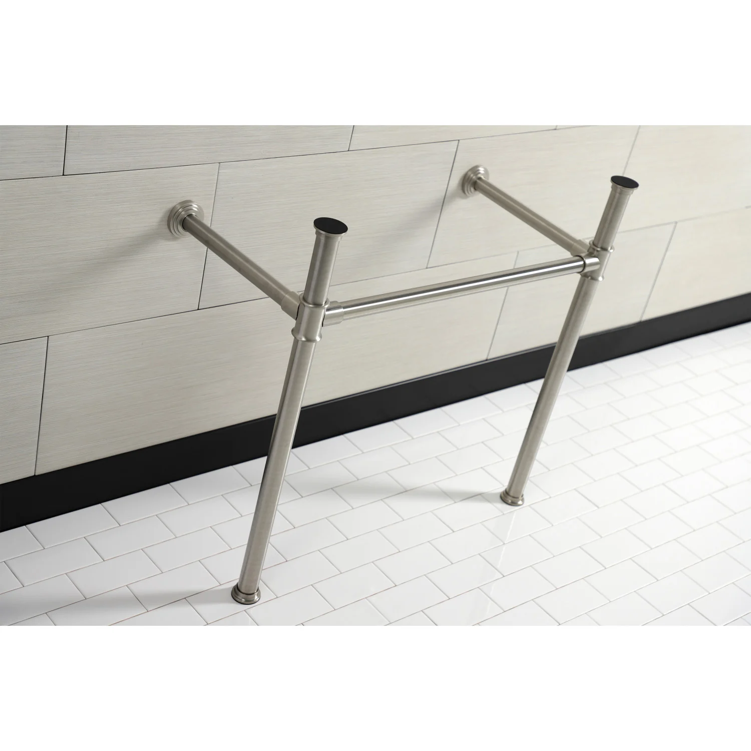 Kingston Tulare VPB13688 - Fauceture Stainless Steel Console Sink Legs, Brushed Nickel - Image 4
