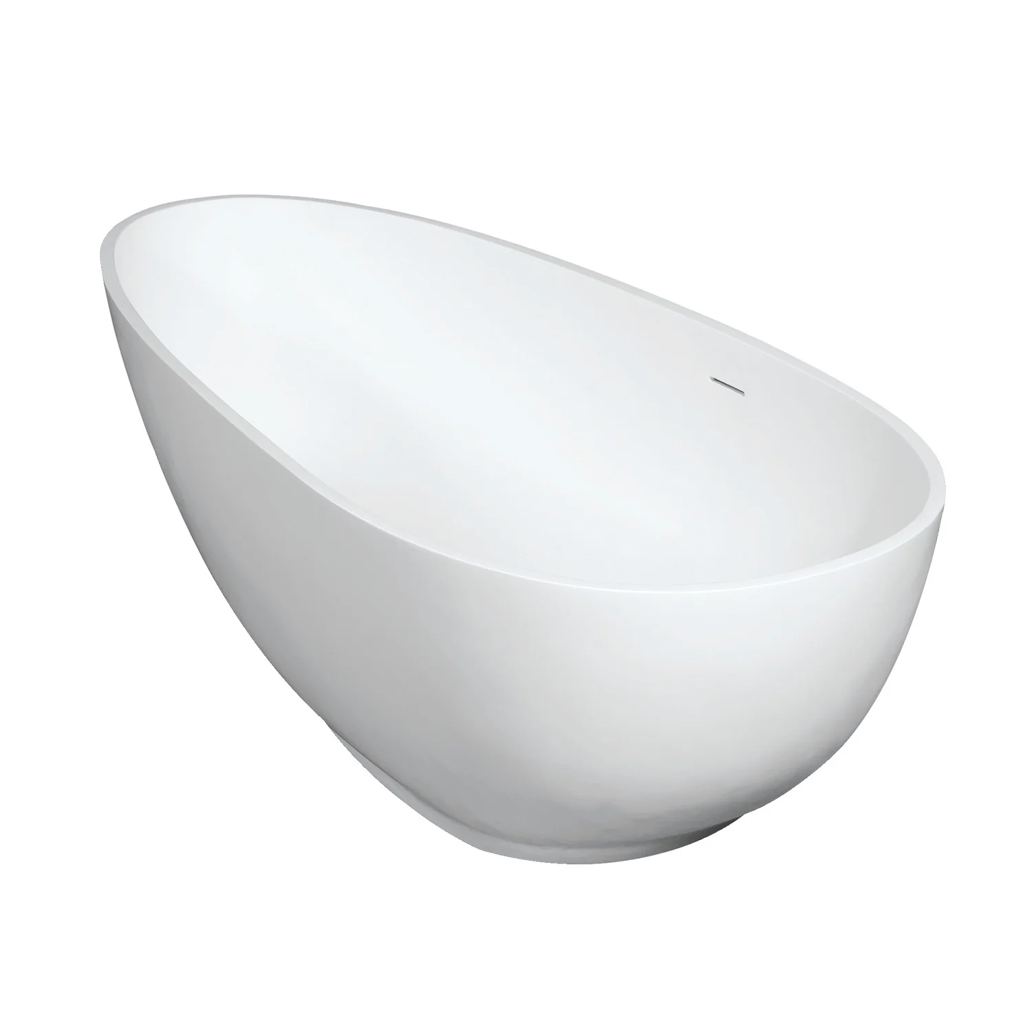 Kingston Sona VRTOV683321 - Arcticstone 67-Inch Solid Surface Egg Shaped Double Ended Freestanding Tub with Drain, Glossy White/Matte White