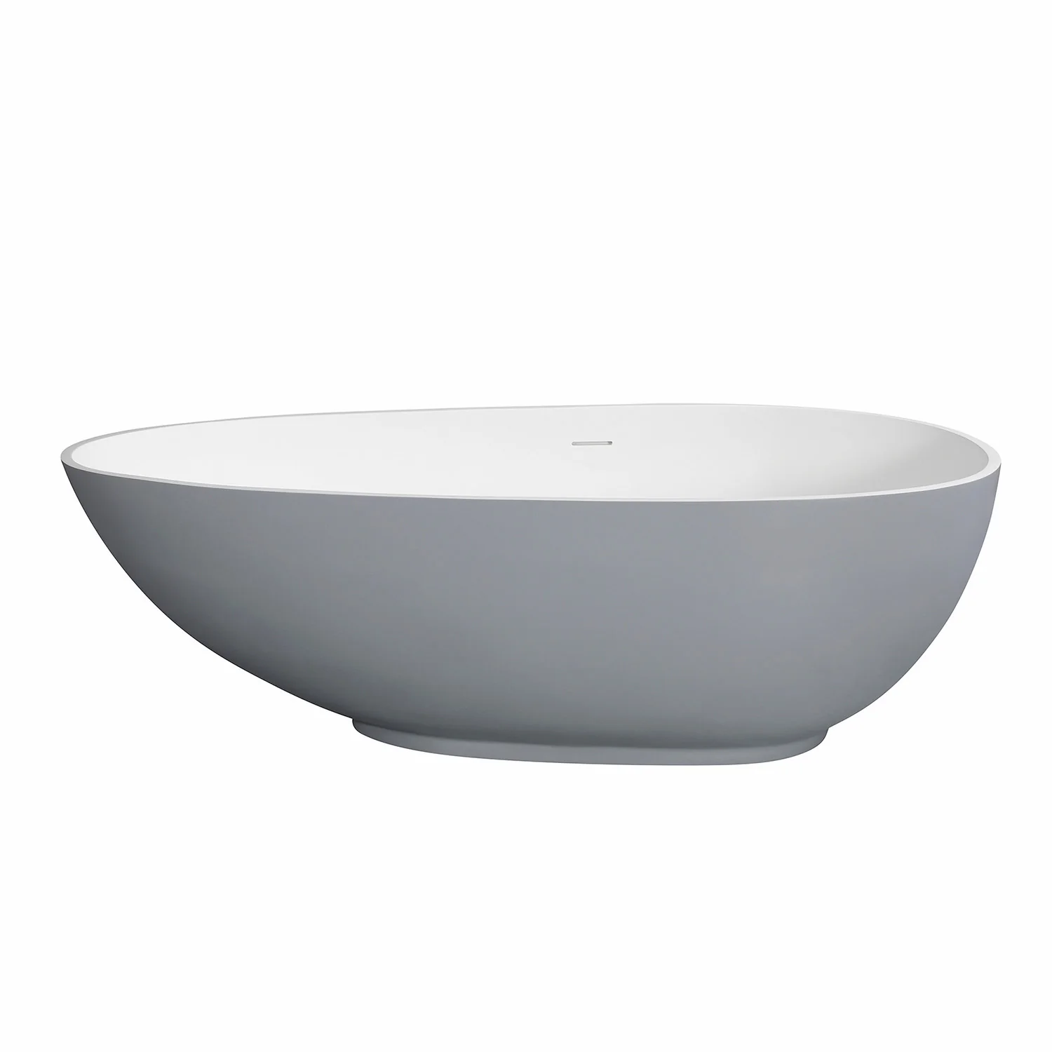 Kingston Sona VRTOV683321WG - Arcticstone 67-Inch Solid Surface Egg Shaped Double Ended Freestanding Tub with Drain, Glossy White/Matte Gray - Image 8