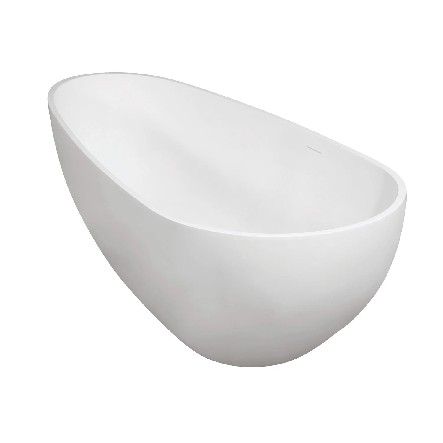 Kingston Sona VRTOV713422 - Arcticstone 72-Inch Solid Surface Egg Shaped Double Ended Freestanding Tub with Drain, Glossy White/Matte White