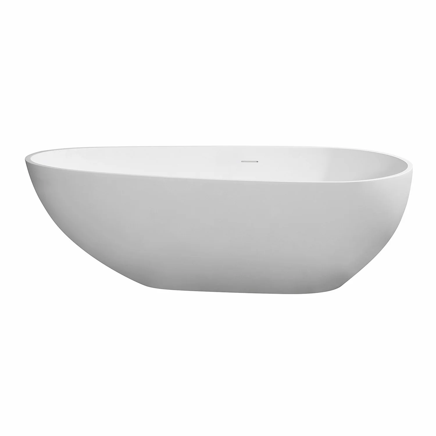 Kingston Sona VRTOV713422 - Arcticstone 72-Inch Solid Surface Egg Shaped Double Ended Freestanding Tub with Drain, Glossy White/Matte White - Image 10