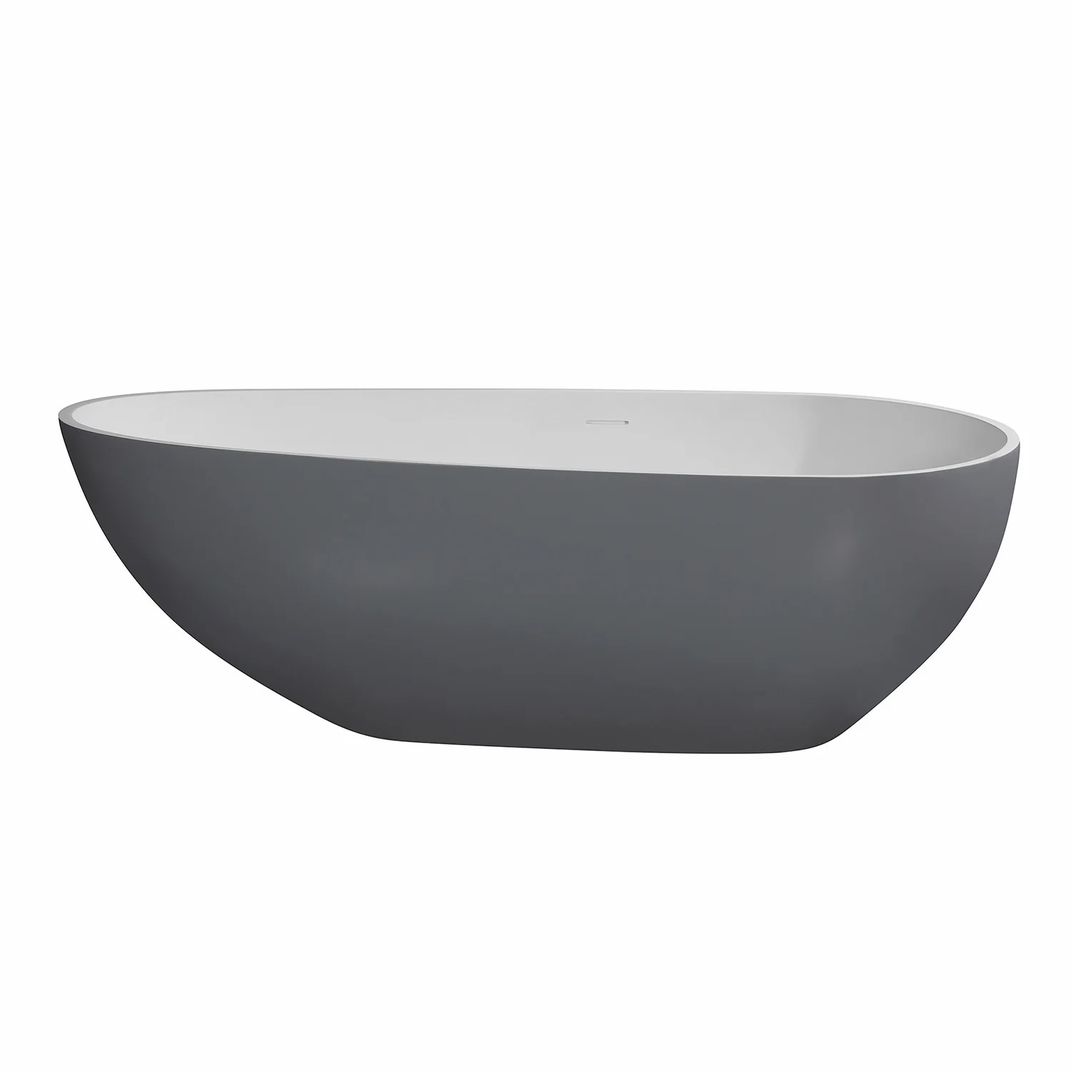 Kingston Sona VRTOV713422WG - Arcticstone 72-Inch Solid Surface Egg Shaped Double Ended Freestanding Tub with Drain, Glossy White/Matte Gray - Image 10