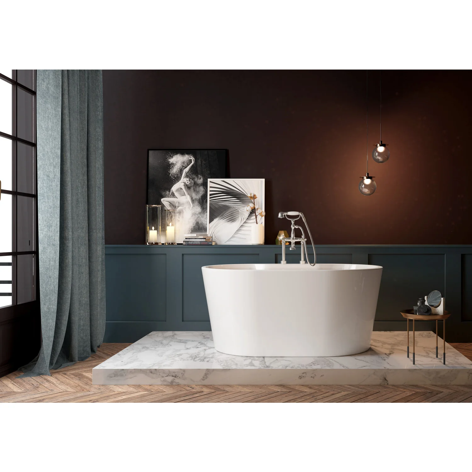 Kingston Sona VT7DE513423 - Aqua Eden 51-Inch Acrylic Oval Double Ended Freestanding Tub with Drain, Glossy White - Image 3