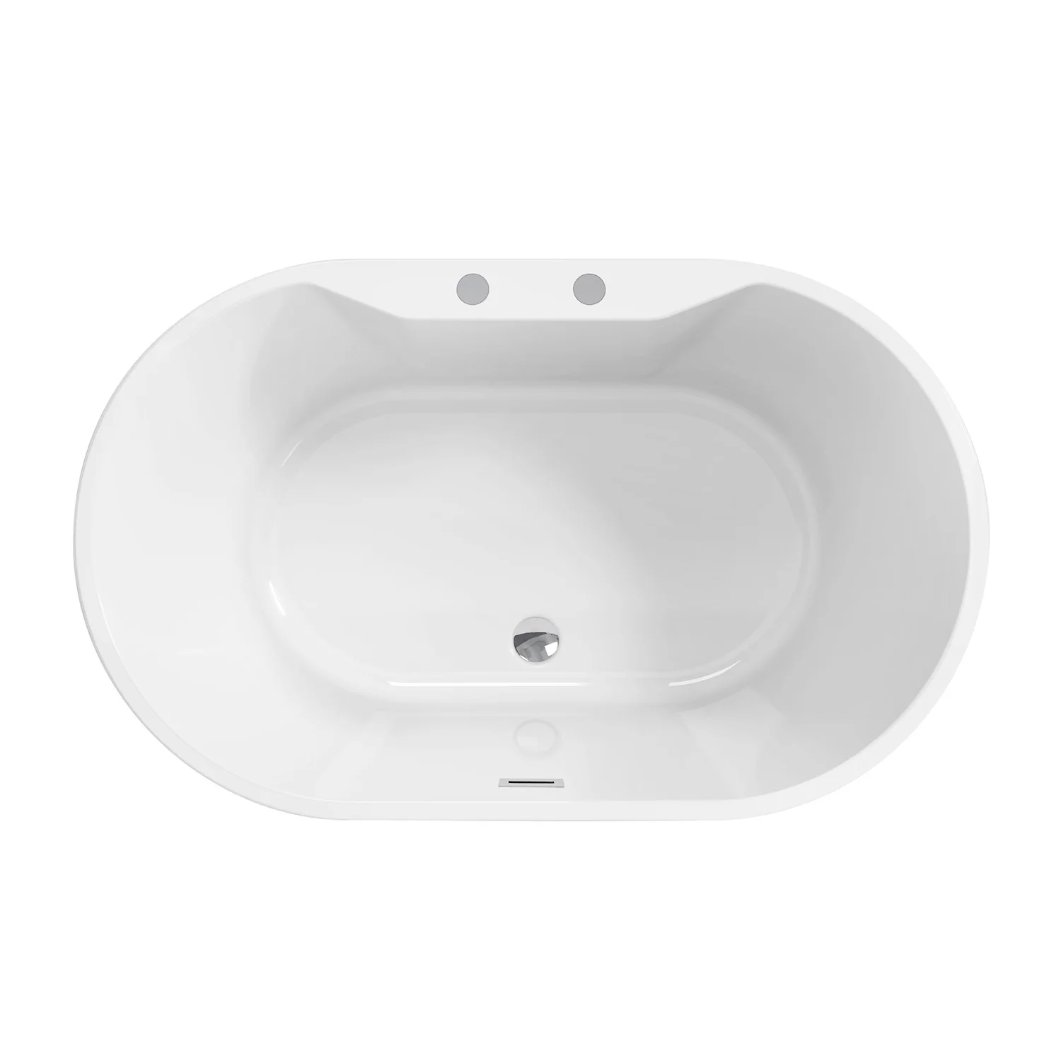 Kingston Sona VT7DE553423 - Aqua Eden 55-Inch Acrylic Oval Double Ended Freestanding Tub with Drain, Glossy White - Image 8