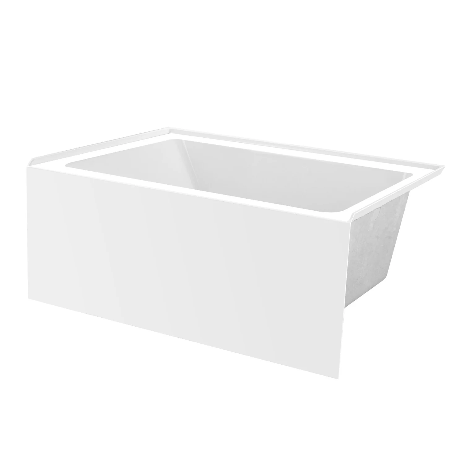 Kingston Tulare VTAP4836R22 - Aqua Eden 48-Inch Acrylic Rectangular 3-Wall Alcove Tub, Right Hand Drain, Glossy White - Image 4