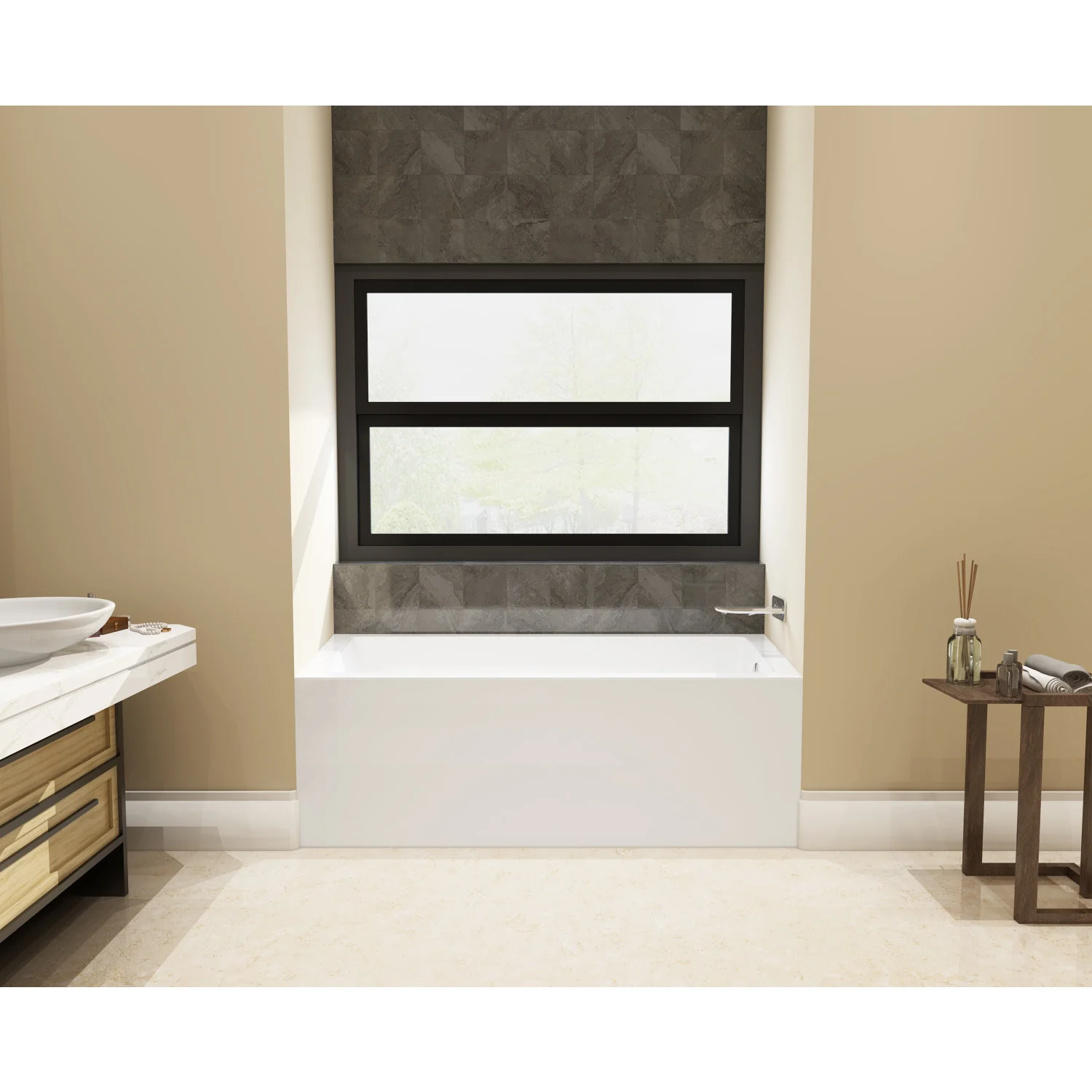 Kingston Tulare VTAP603622R - Aqua Eden 60-Inch Acrylic Rectangular 3-Wall Alcove Tub, Right Hand Drain, Glossy White - Image 3