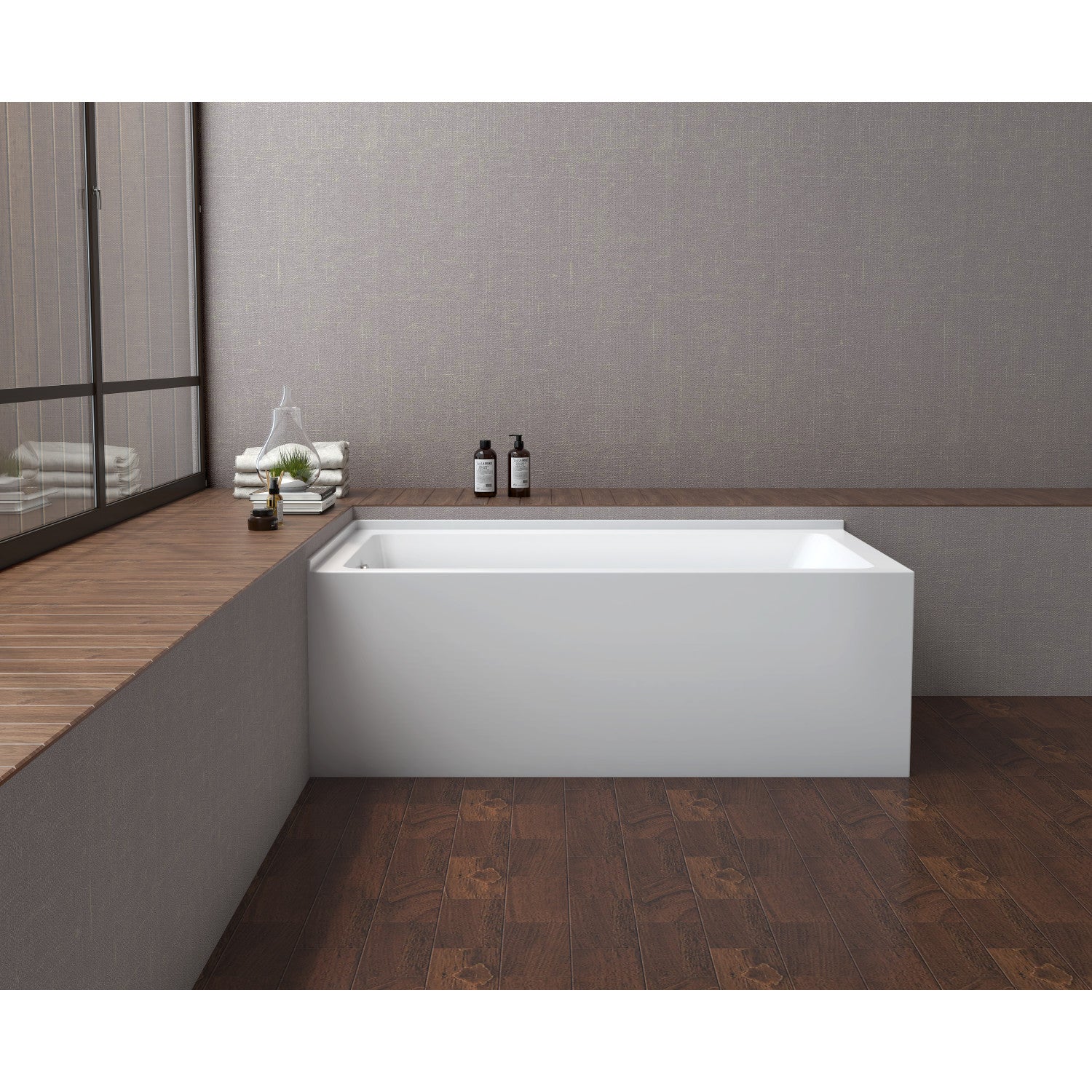 Kingston Tulare VTAP6036L22TS - Aqua Eden 60-Inch Acrylic Rectangular 2-Wall Corner Alcove Tub, Left Hand Drain, Glossy White - Image 3
